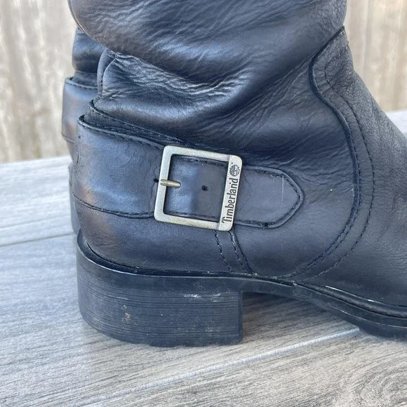Timberland Boots Women 7.5M Black Leather Waterproof Knee High Riding SOLD OUT - Picture 7 of 16